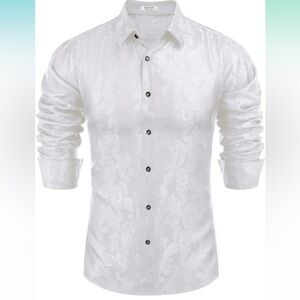 Men’s Slim Fit Luxury Satin Printed Dress Shirt